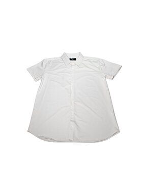 BYLT Executive Fit Short Sleeve Button Up Shirt Men's Medium White Stretch EUC